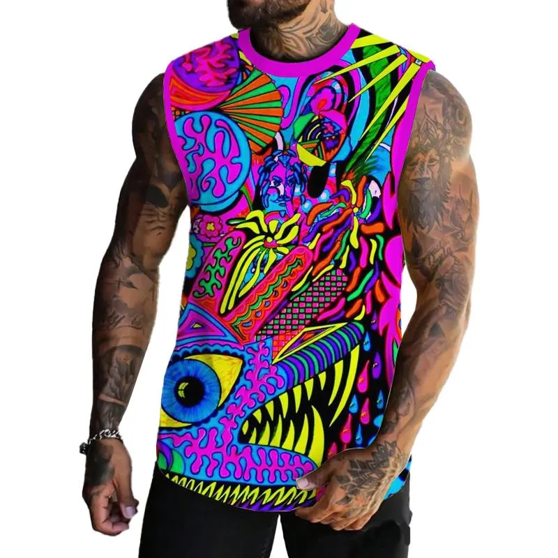 Men's Multicolor Crocodile Printed Casual Tank 09436340L