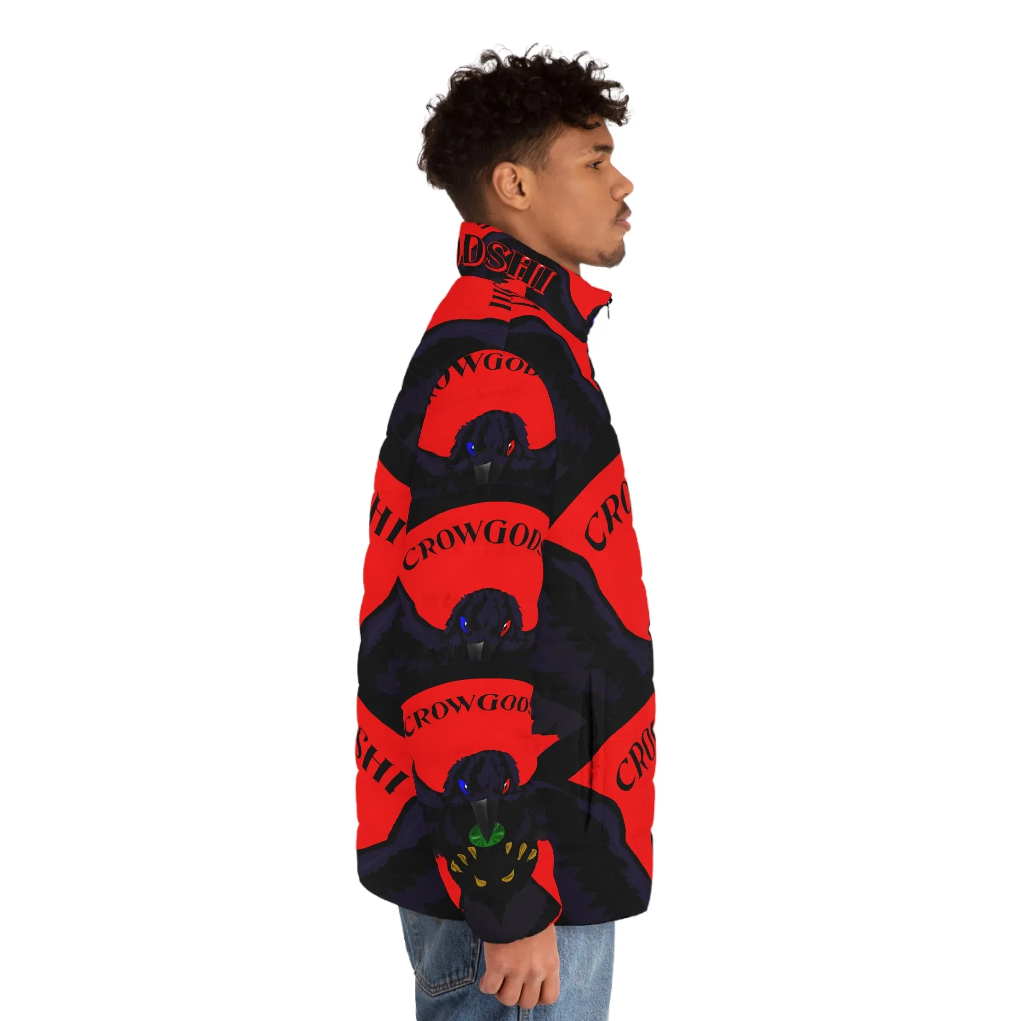 Men's Special Edition Crowgodshi Puffer Jacket, RED LOGO