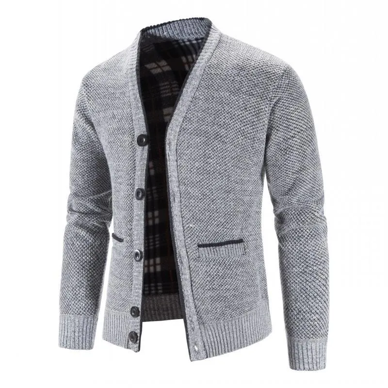 Men's Thickened V-neck Knitted Cardigan 19502378L