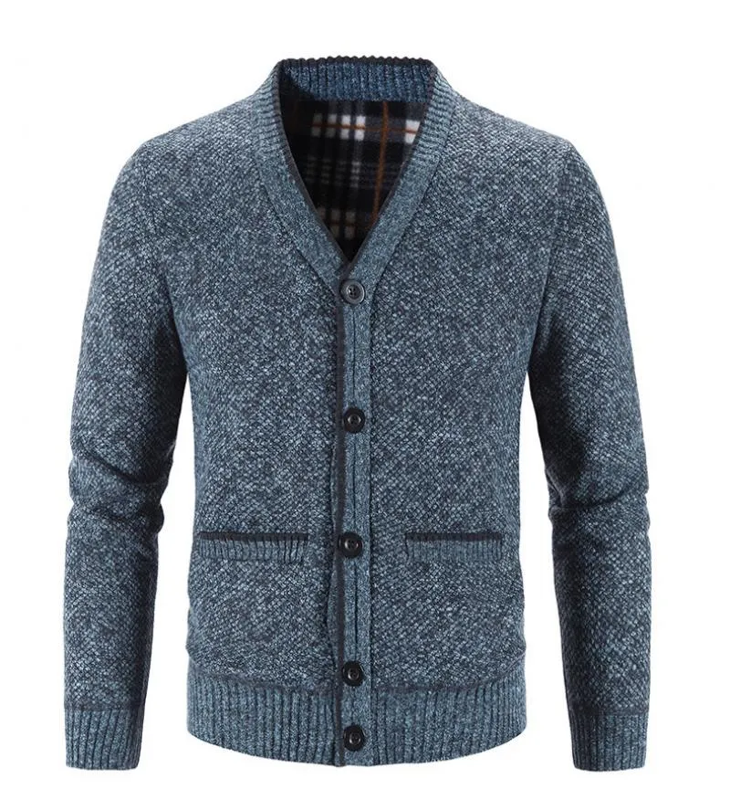 Men's Thickened V-neck Knitted Cardigan 19502378L