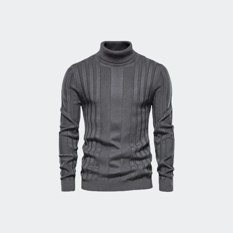 Men's Turtleneck Vertical Stripe Knitted Turtleneck Sweater-SW28