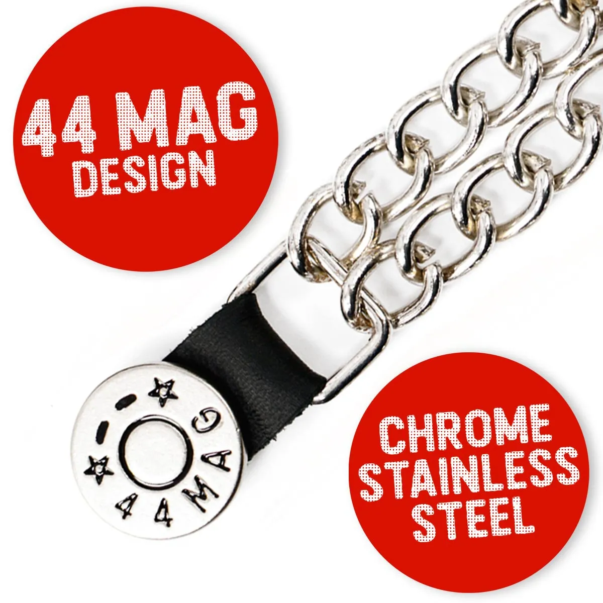 Milwaukee Leather 44-Magnum Dial Vest Extender Double Chrome Chains