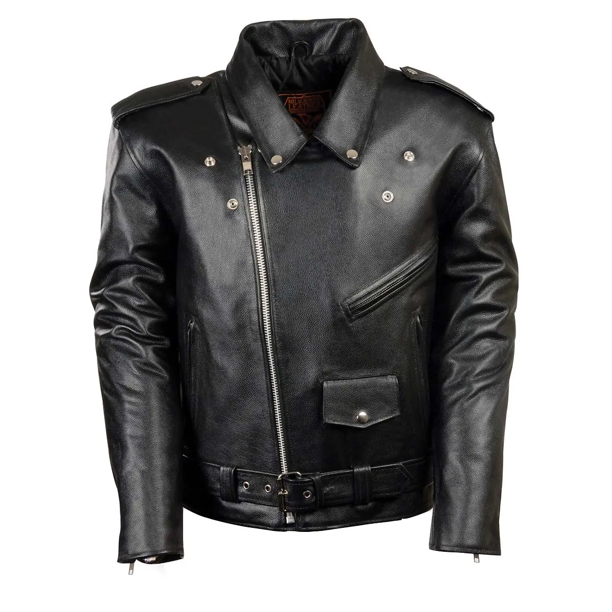 Milwaukee Leather LKM1781 Men's The Legend Classic Black Premium Leather Motorcycle Jacket w/ Quilted Liner