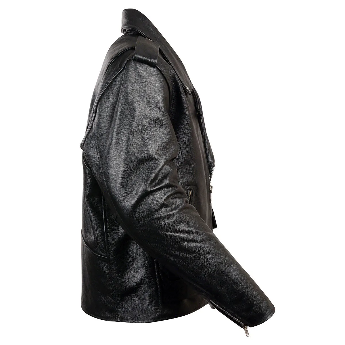 Milwaukee Leather LKM1781 Men's The Legend Classic Black Premium Leather Motorcycle Jacket w/ Quilted Liner