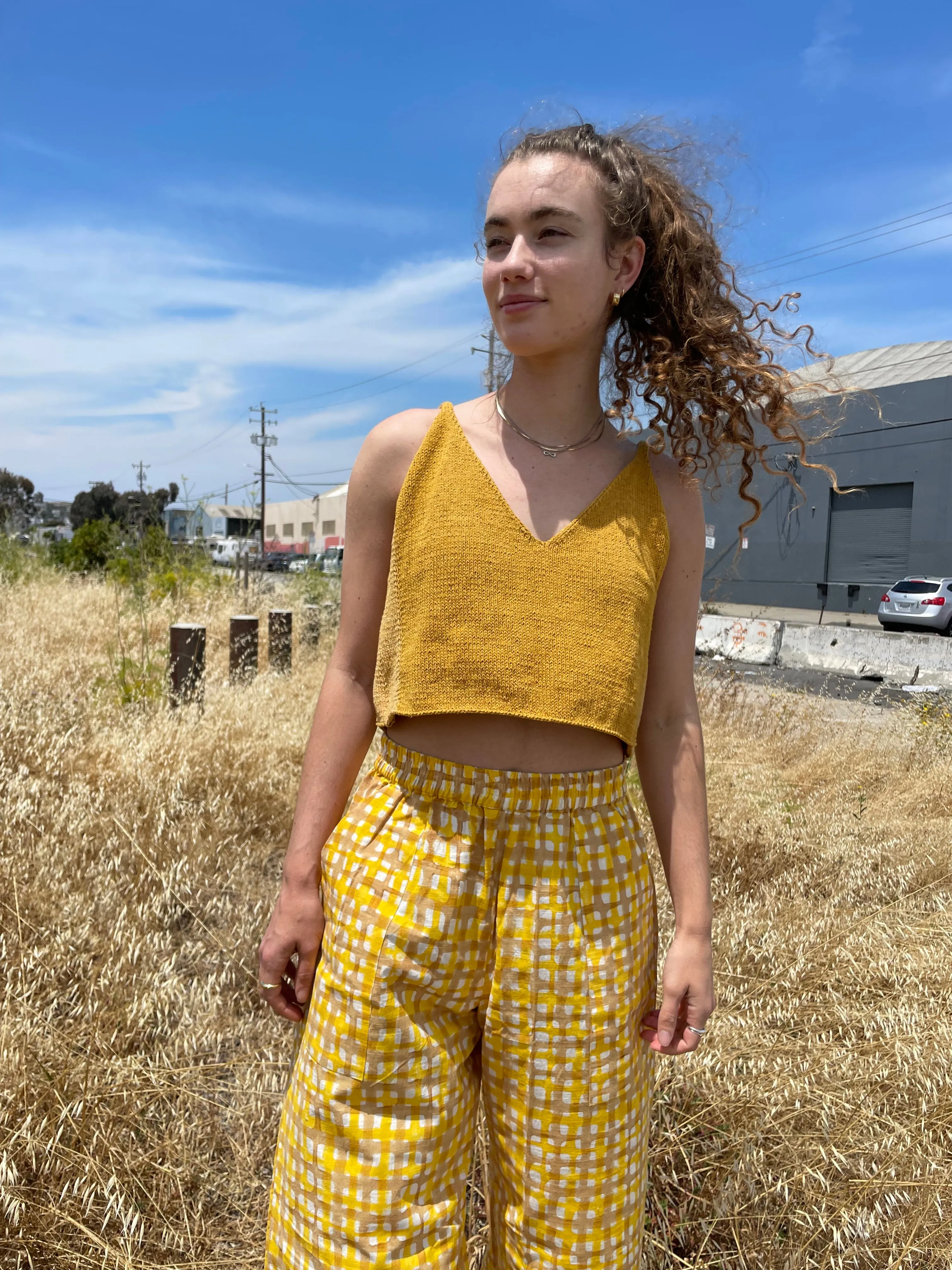 Mustard Tank Top, Hand Knit & Natural Dyes