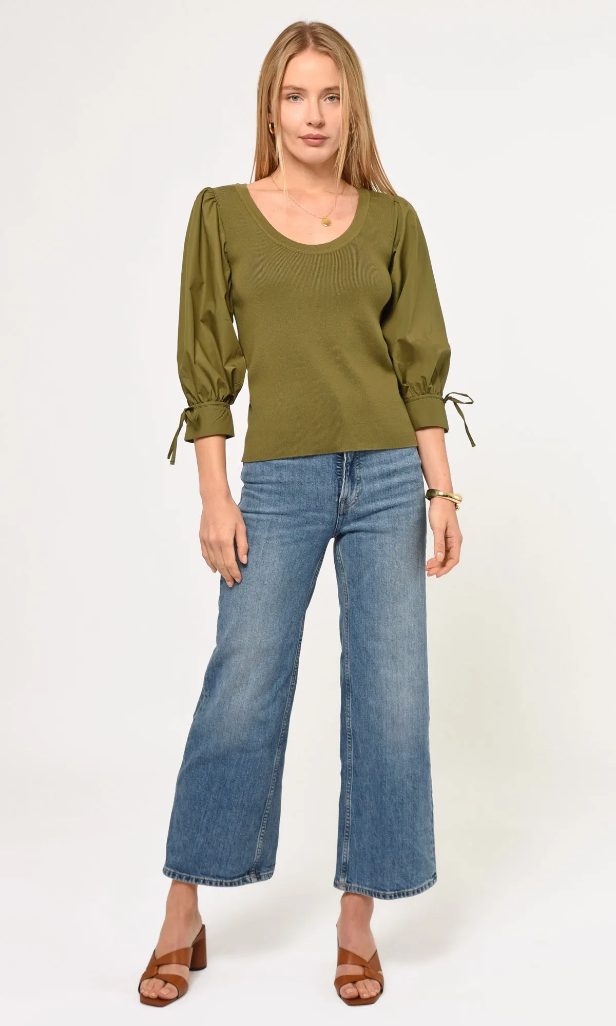 Naven Poplin Knit Mix Top