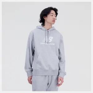 New Balance Essentials Stacked Logo French Terry Hoodie - Mens - Grey