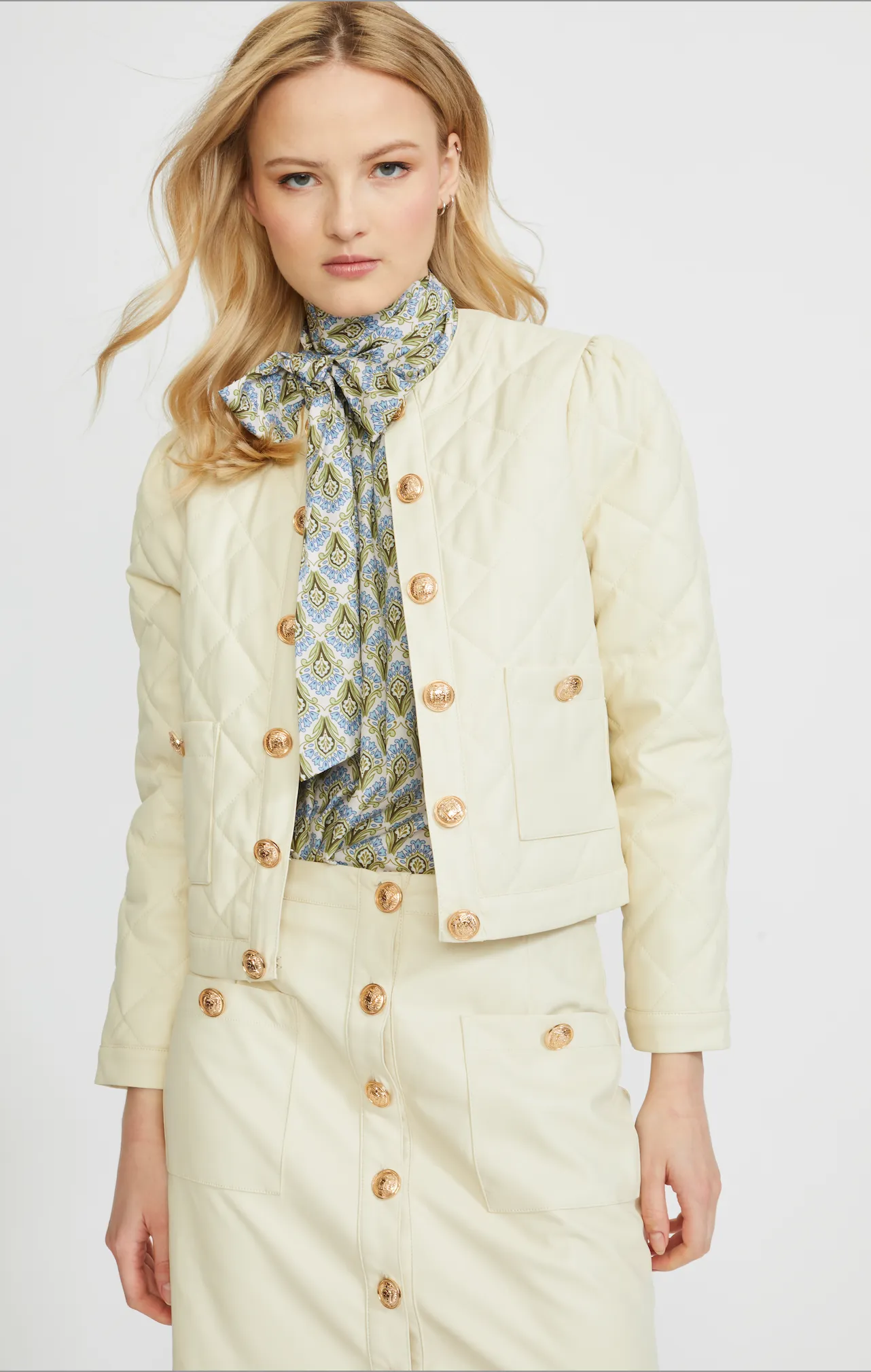 NEW!! Stellah Quilted Vegan Leather Jacket in Cream