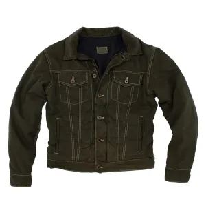 Olive Canvas Trucker Jacket, Wool Lined