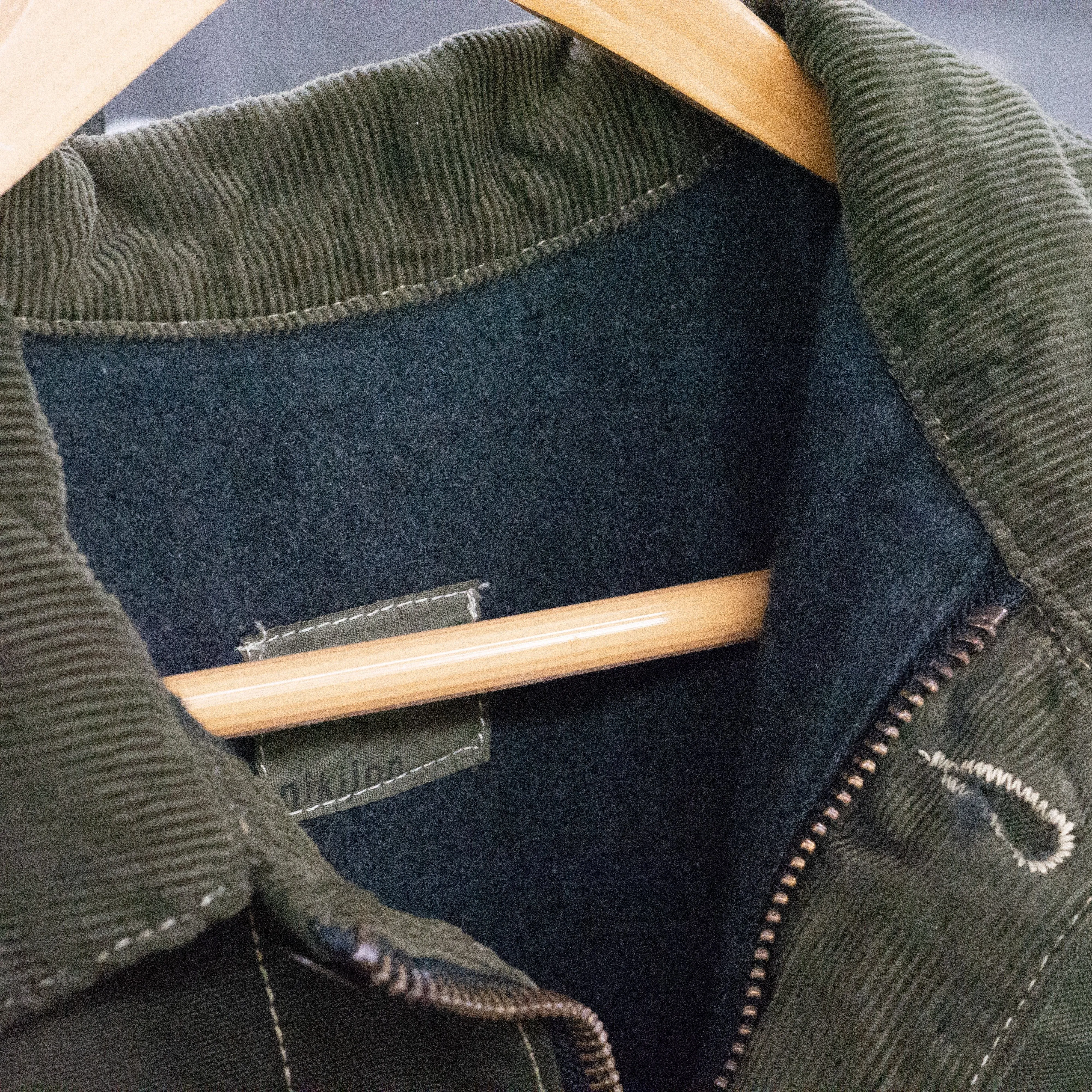 Olive Canvas Trucker Jacket, Wool Lined