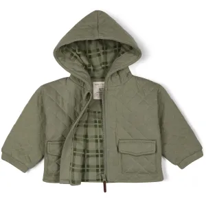 Organic Quilted Hooded Jacket - Olive