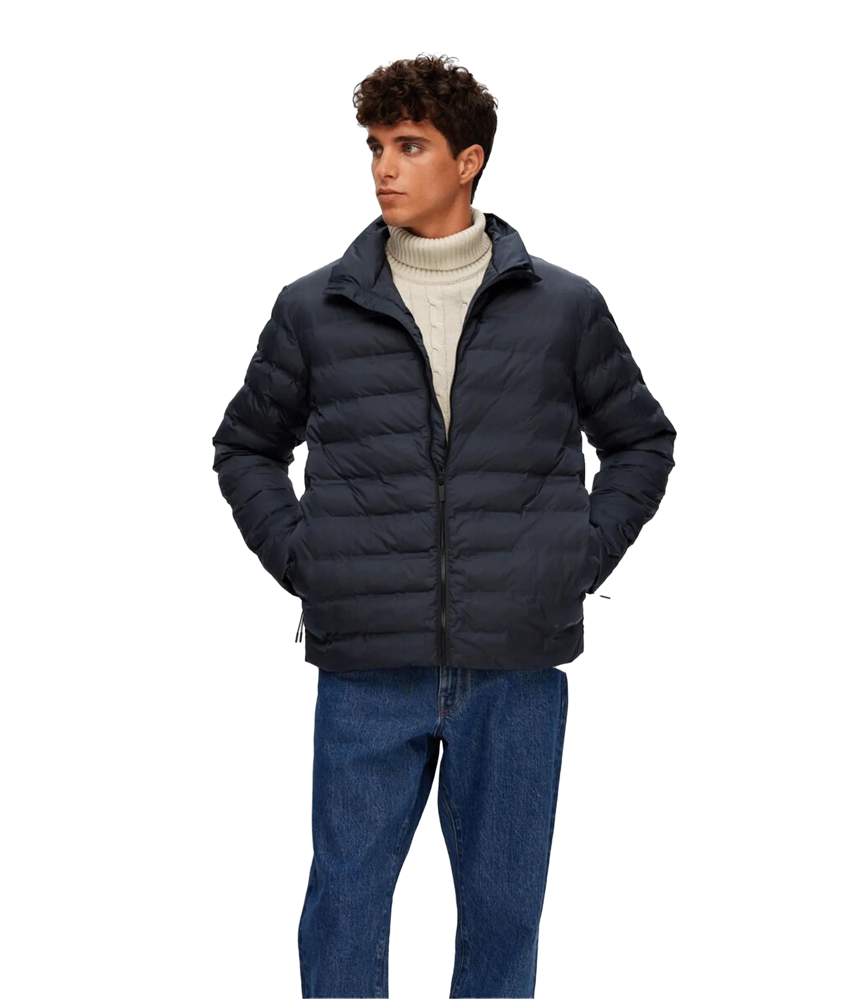 Padded Quilted Jacket - Navy