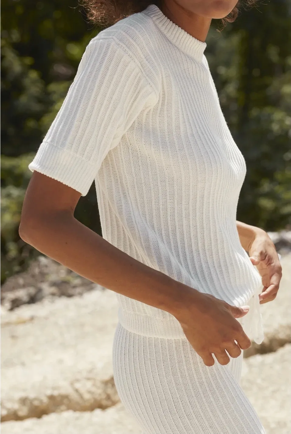 Pamela white knit tee