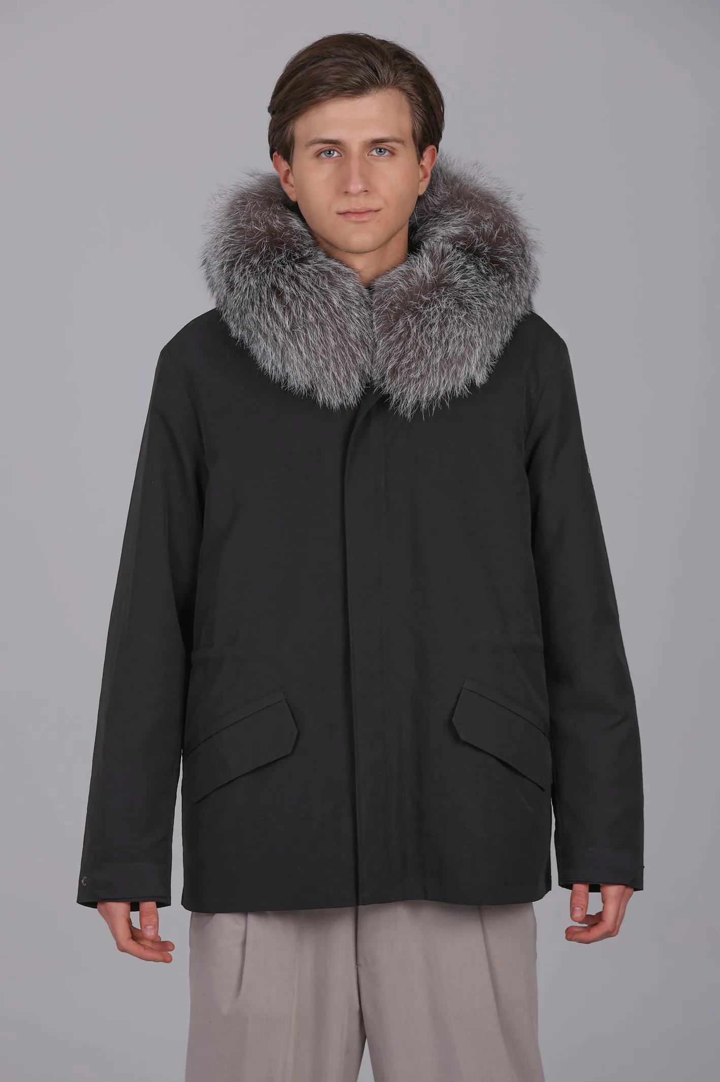 Parka corto in misto cotone impermeabile volpe frost e rex rabbit