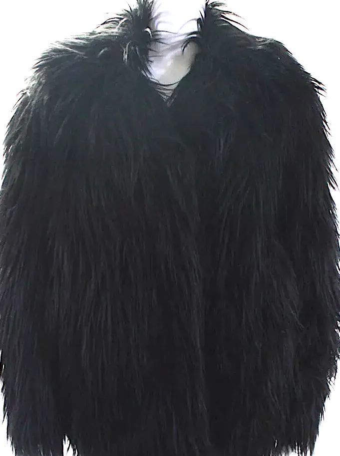 Philosophy Di Lorenzo Serafini Italy. (Alberta Ferretti) Black Faux Fur Hook & Eye Coat Black