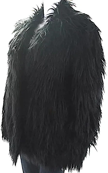 Philosophy Di Lorenzo Serafini Italy. (Alberta Ferretti) Black Faux Fur Hook & Eye Coat Black