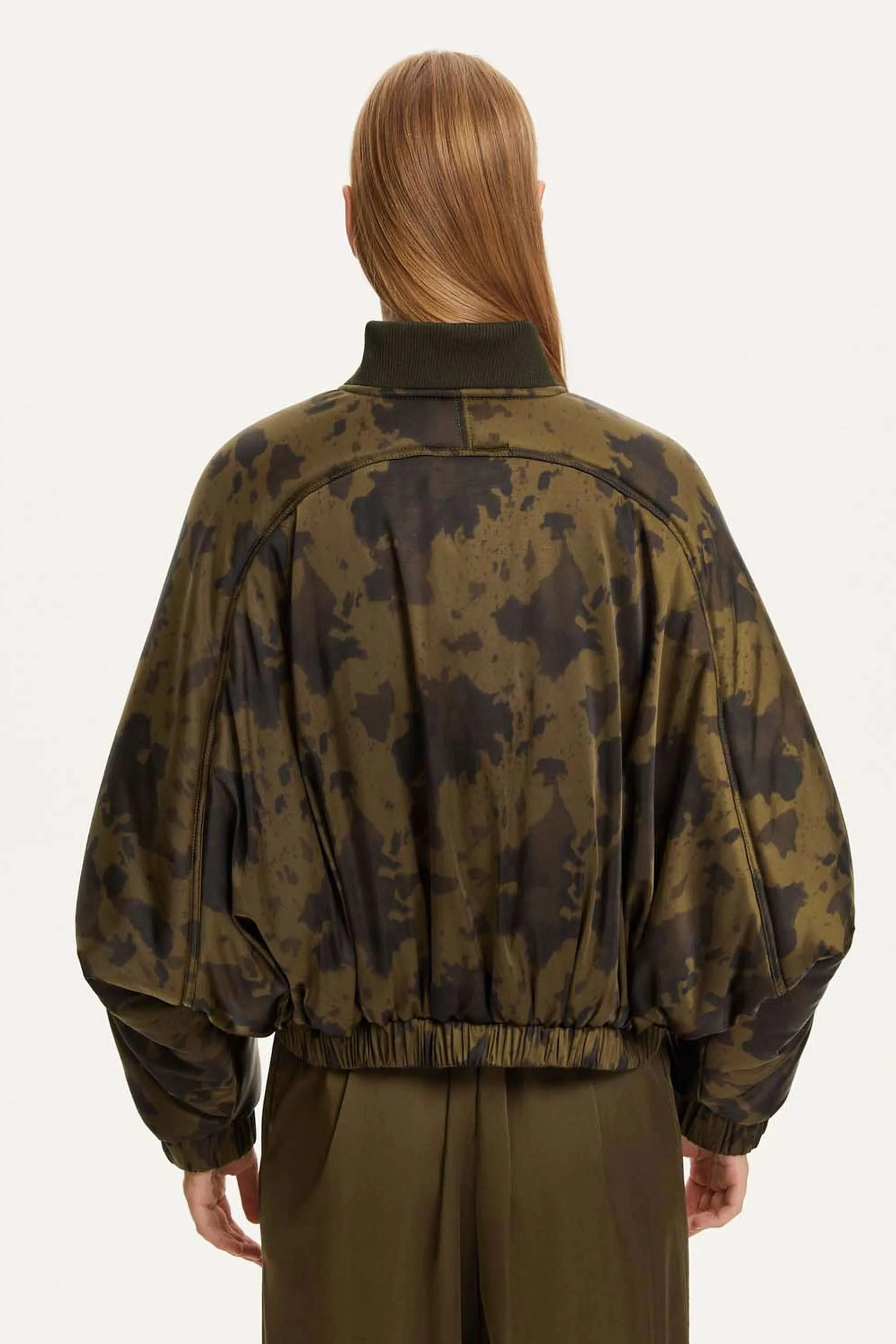 Printed Satin Bomber Jacket