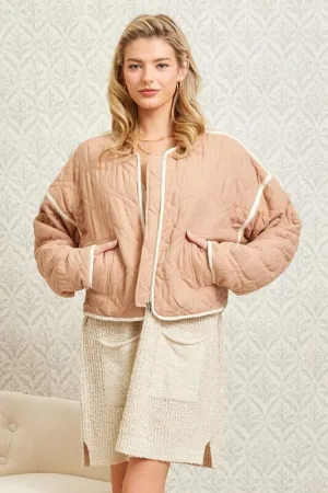 Quilted Contrast Binding Jacket