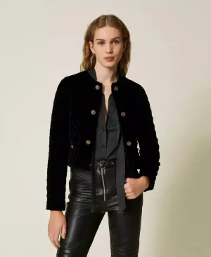 Quilted Velvet Jacket - Nero