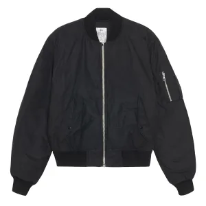 Quilted Waxed Bomber, Black