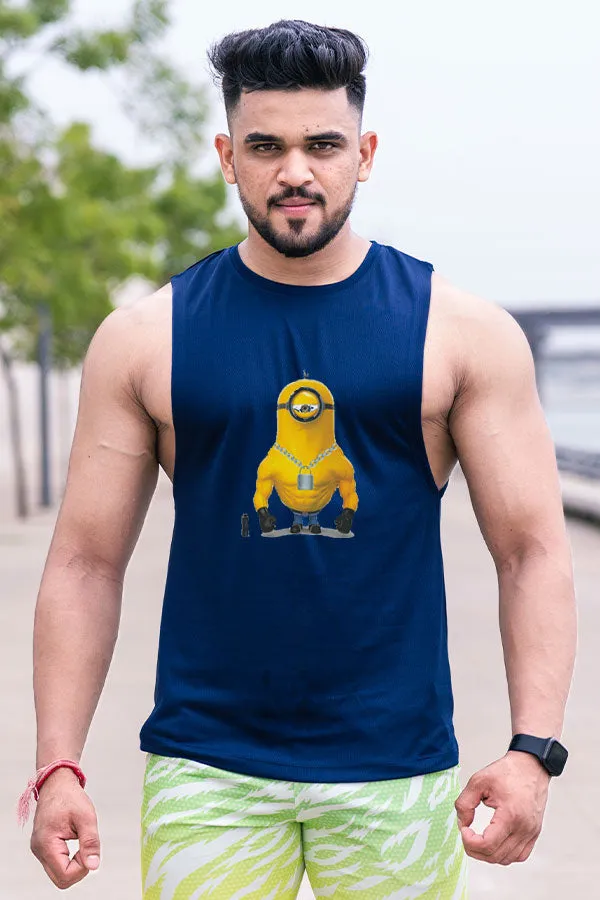 QUIRKY GYM VEST NAVY BLUE - MINION