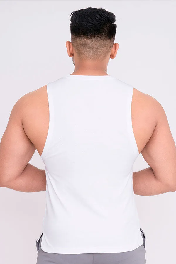 QUIRKY GYM VEST WHITE - GYM RAT