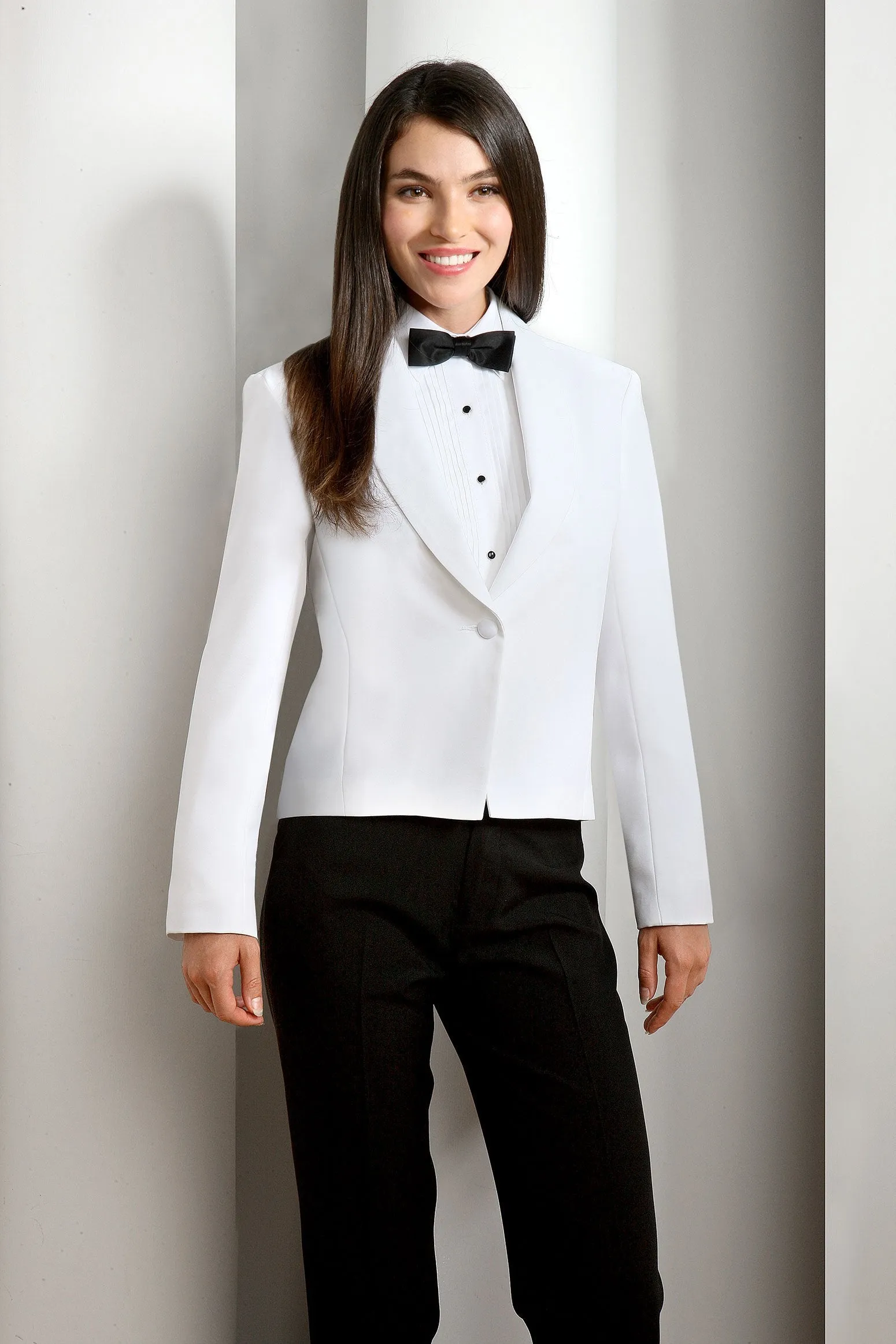 "Caitlin" White Tuxedo Jacket (Separates)