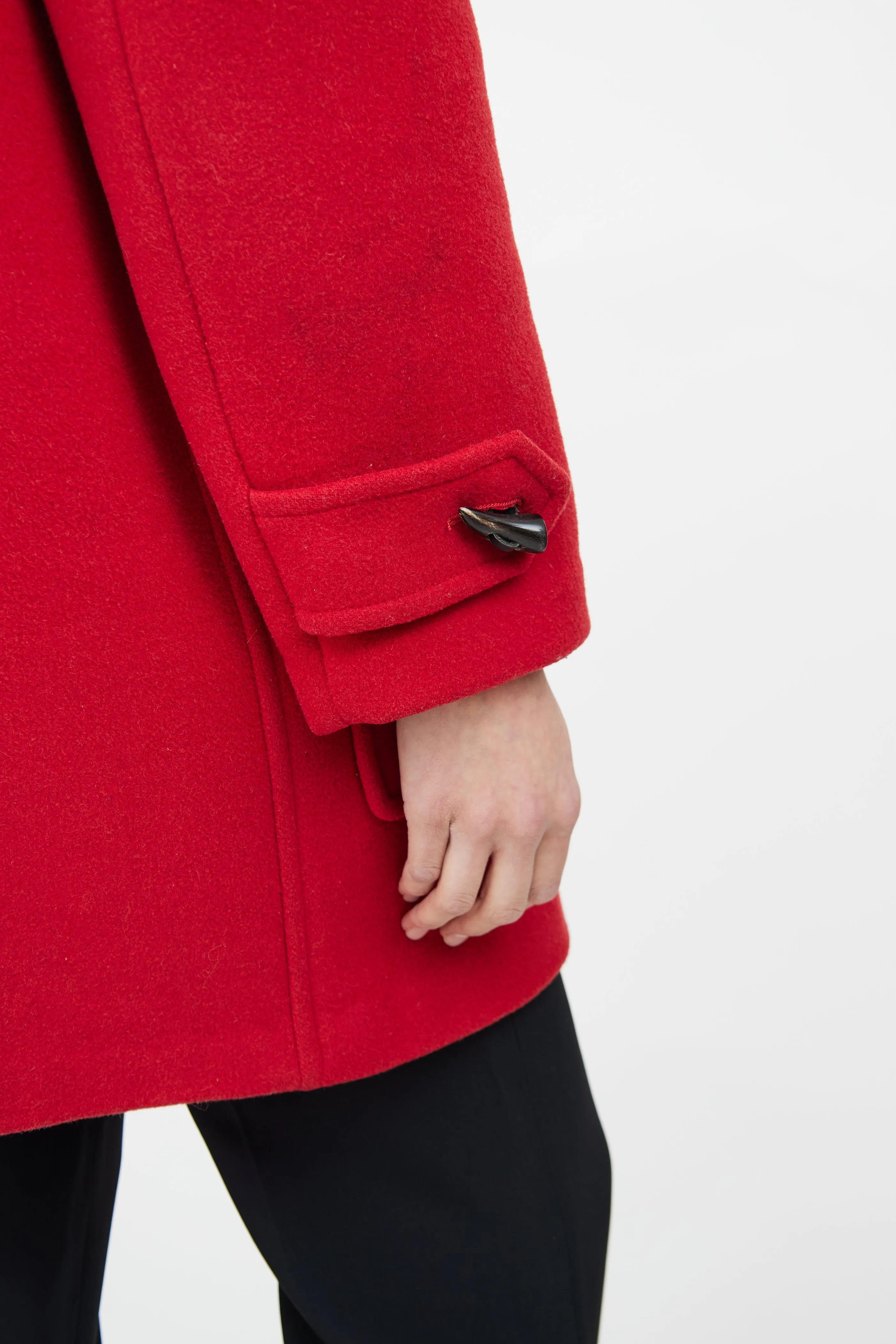 Red Duffle Toggle Coat