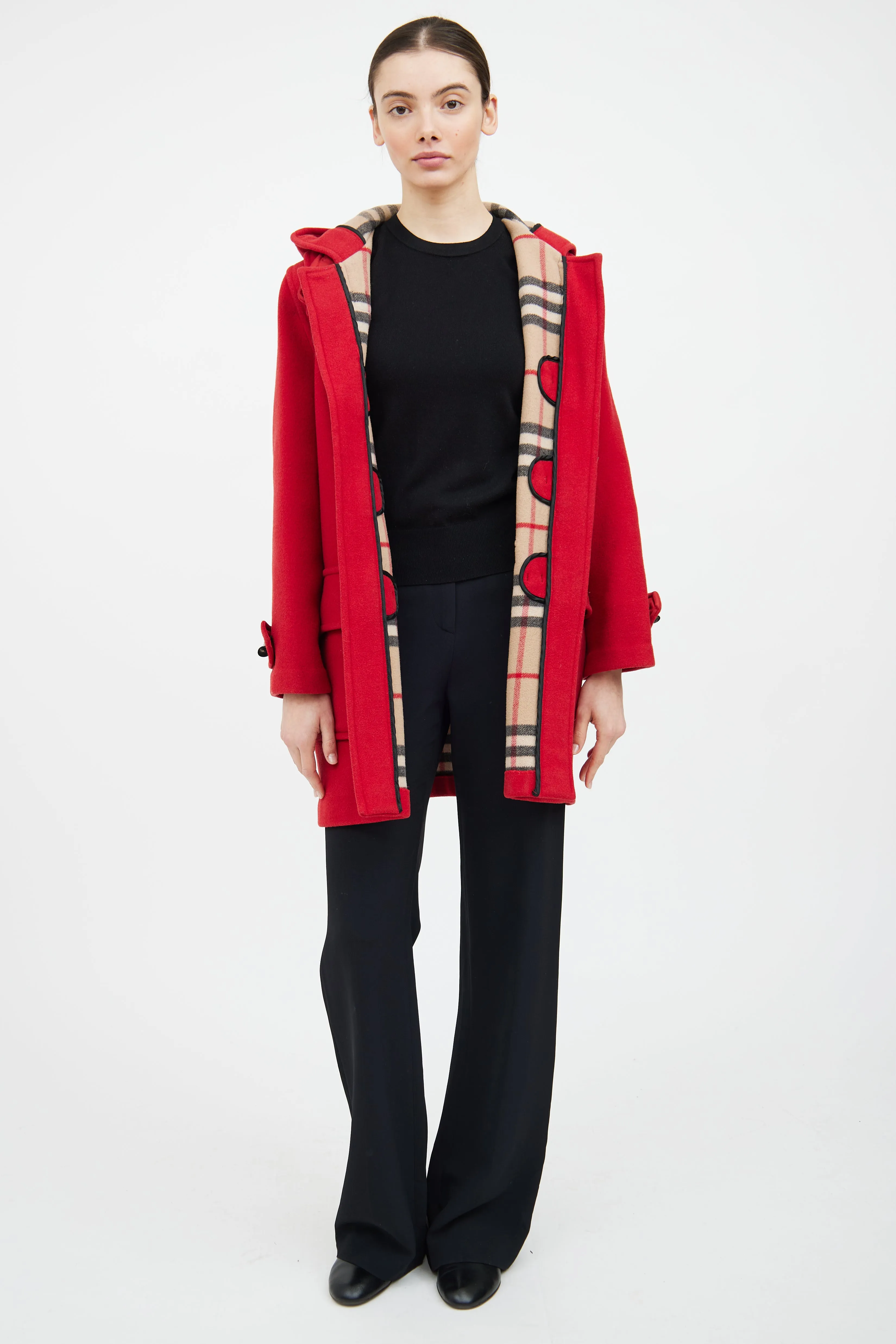 Red Duffle Toggle Coat