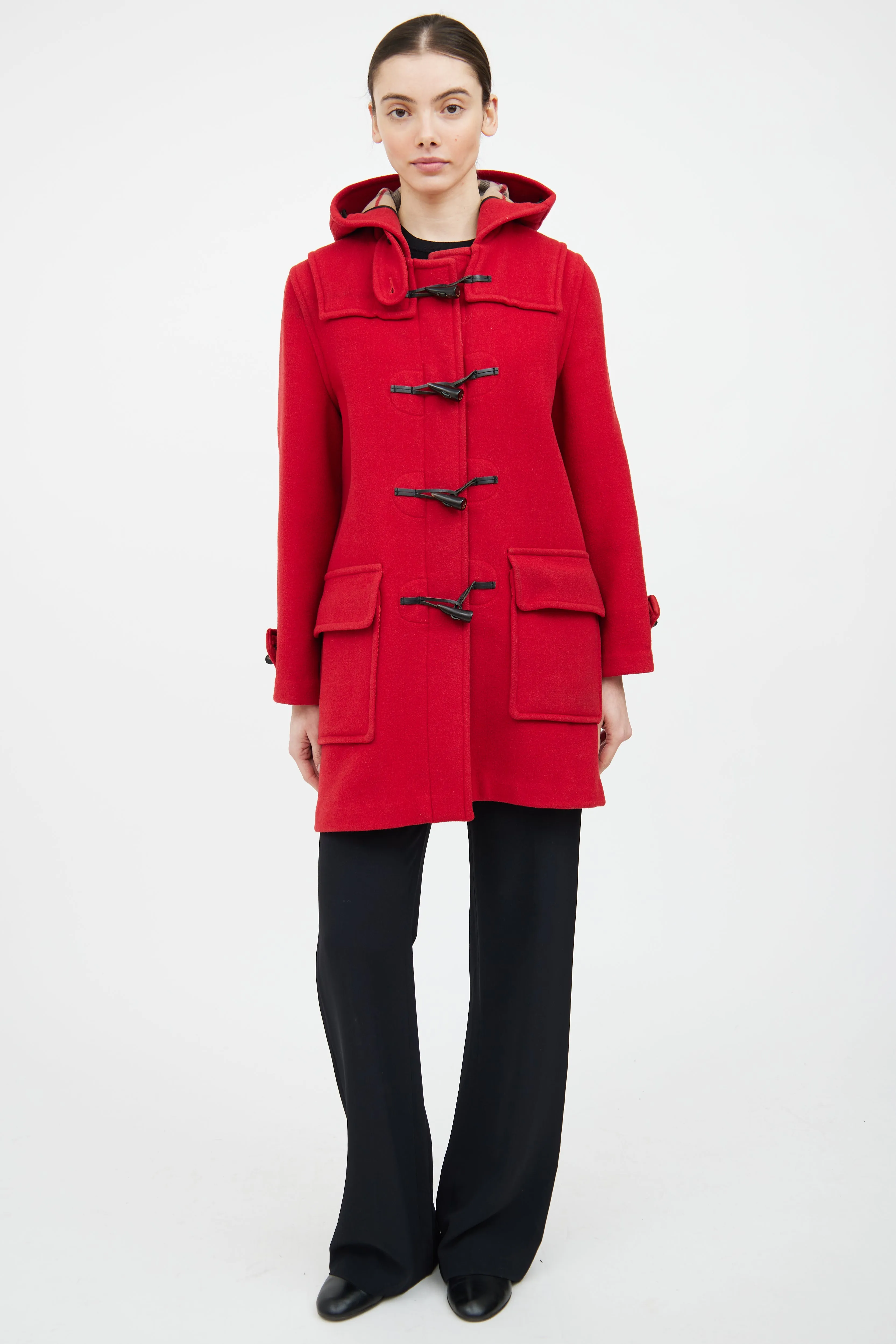 Red Duffle Toggle Coat