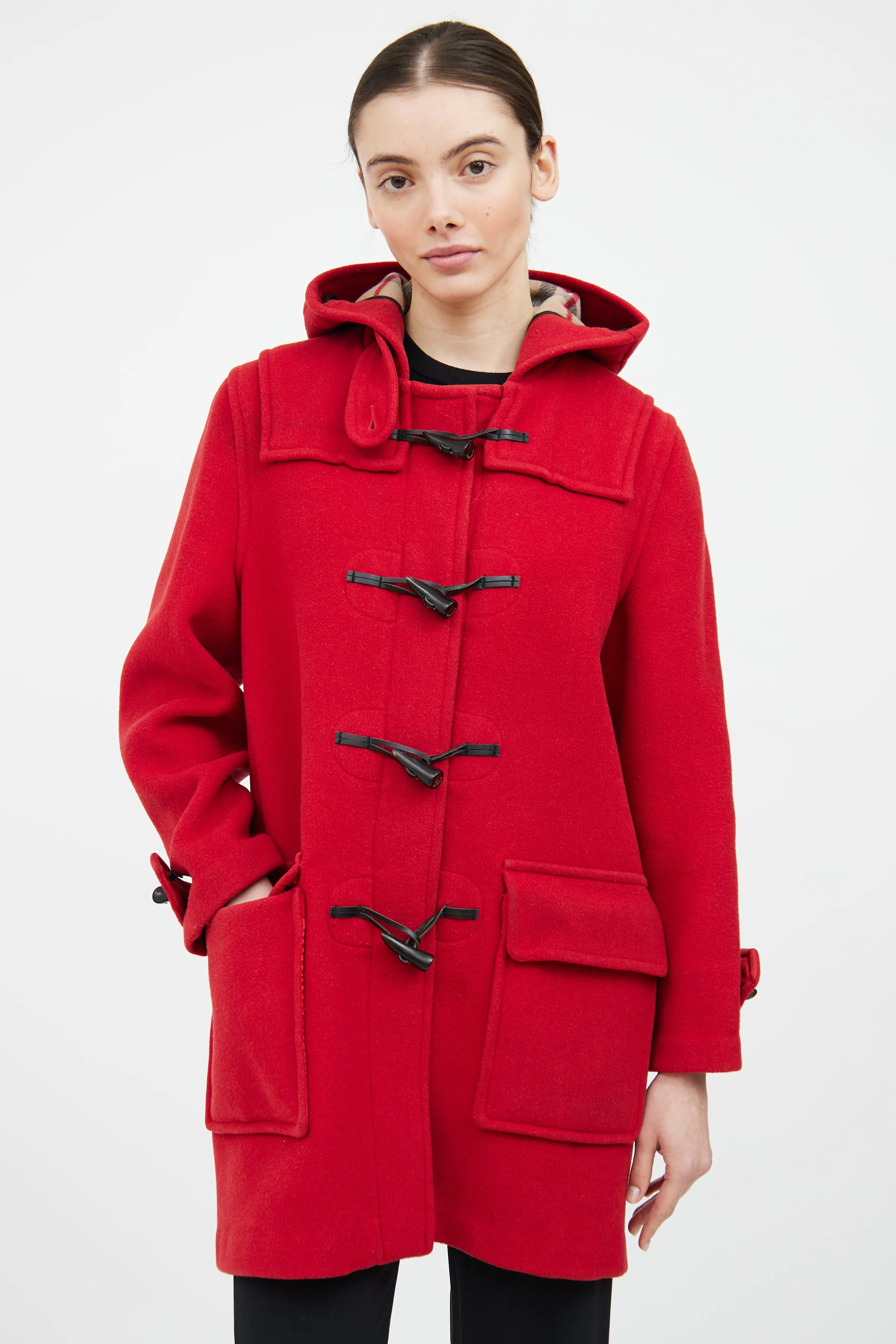 Red Duffle Toggle Coat