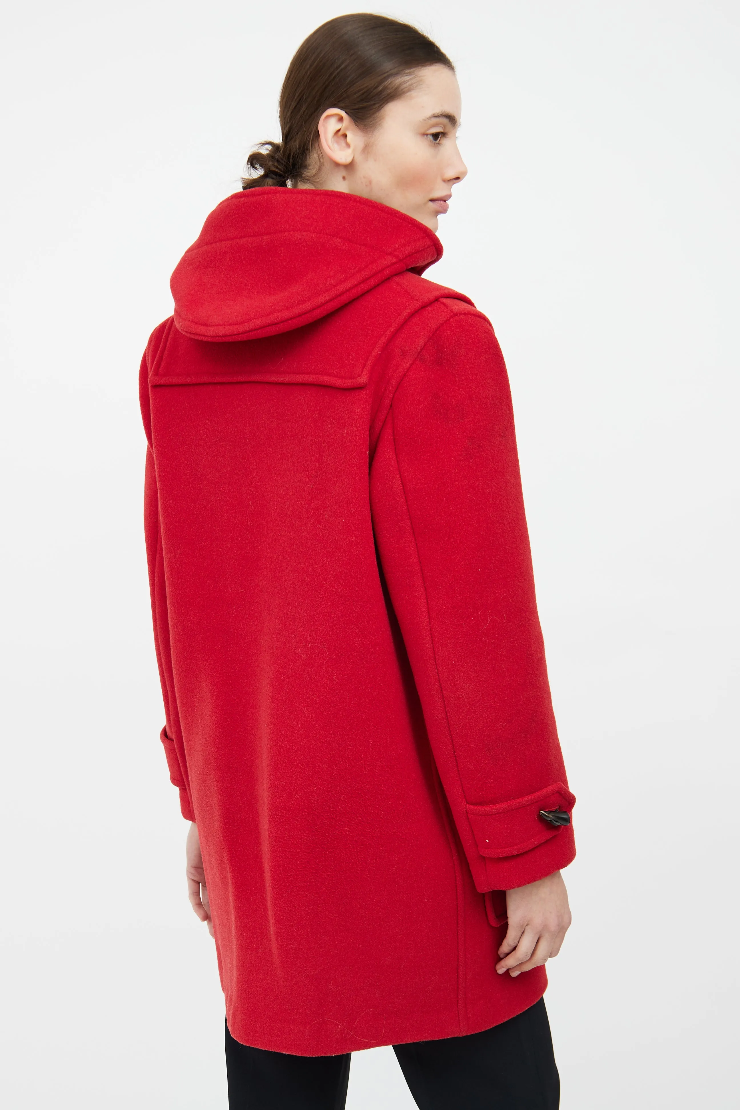 Red Duffle Toggle Coat