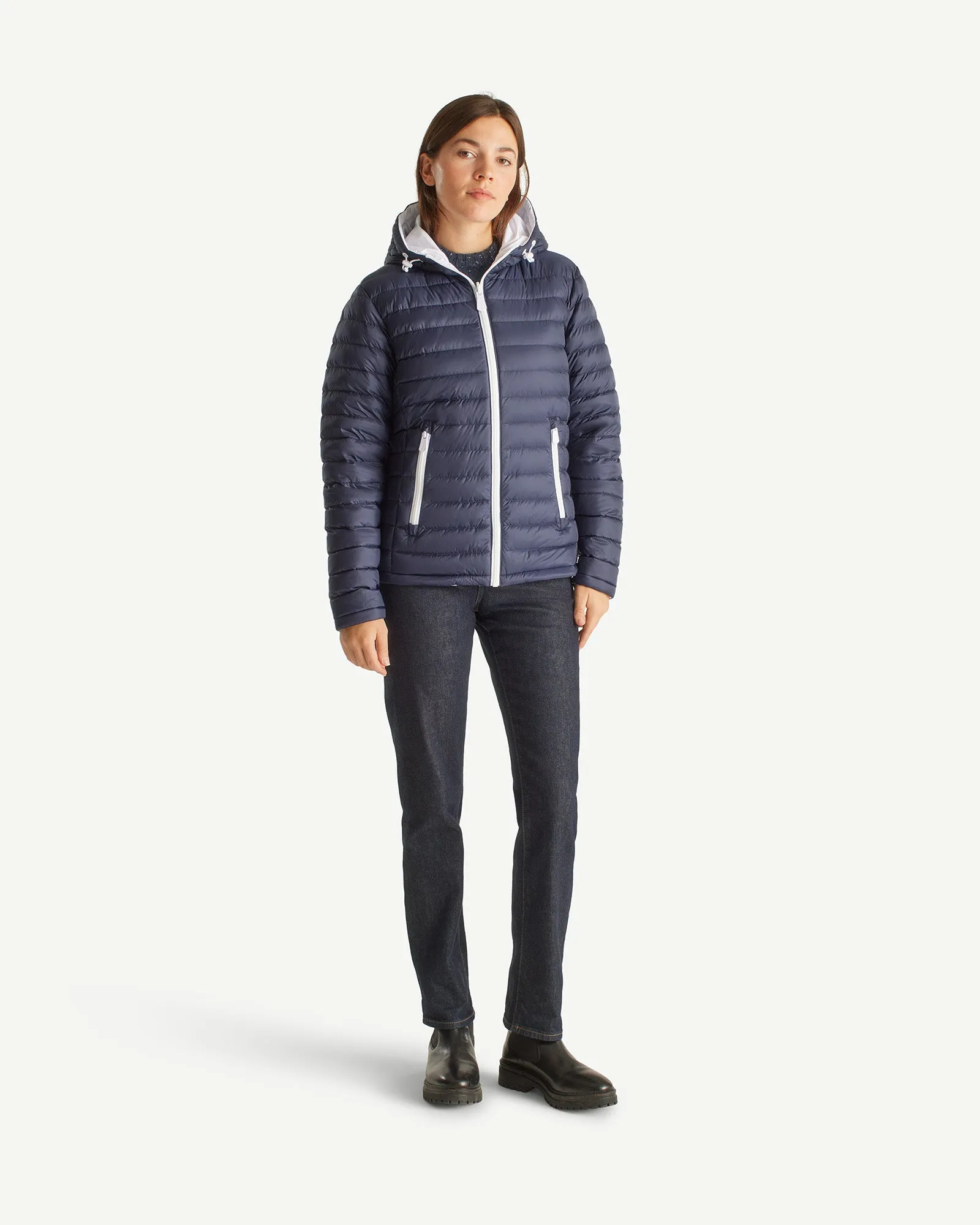 Reversible Down Jacket White/Navy Blue Vienne