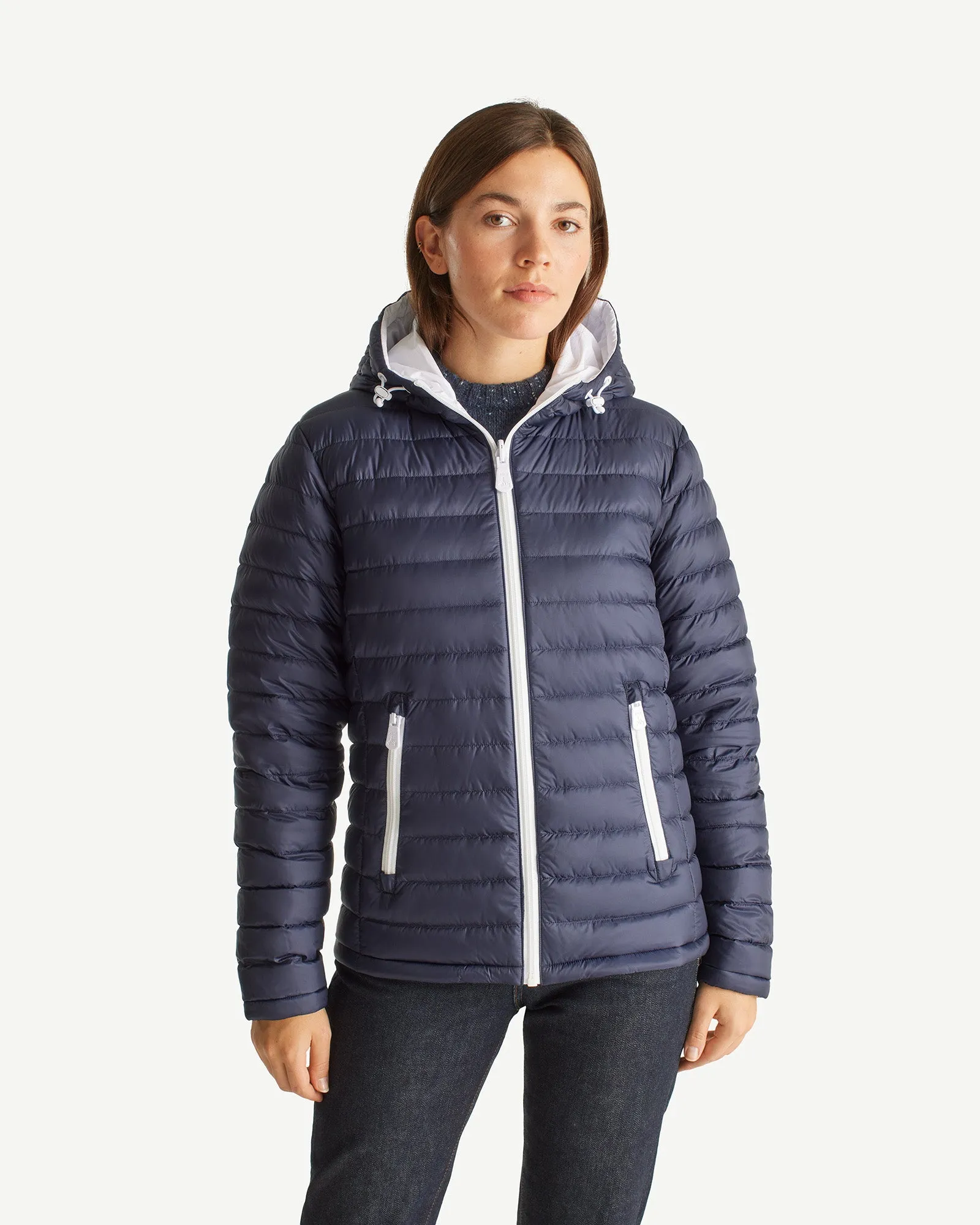 Reversible Down Jacket White/Navy Blue Vienne