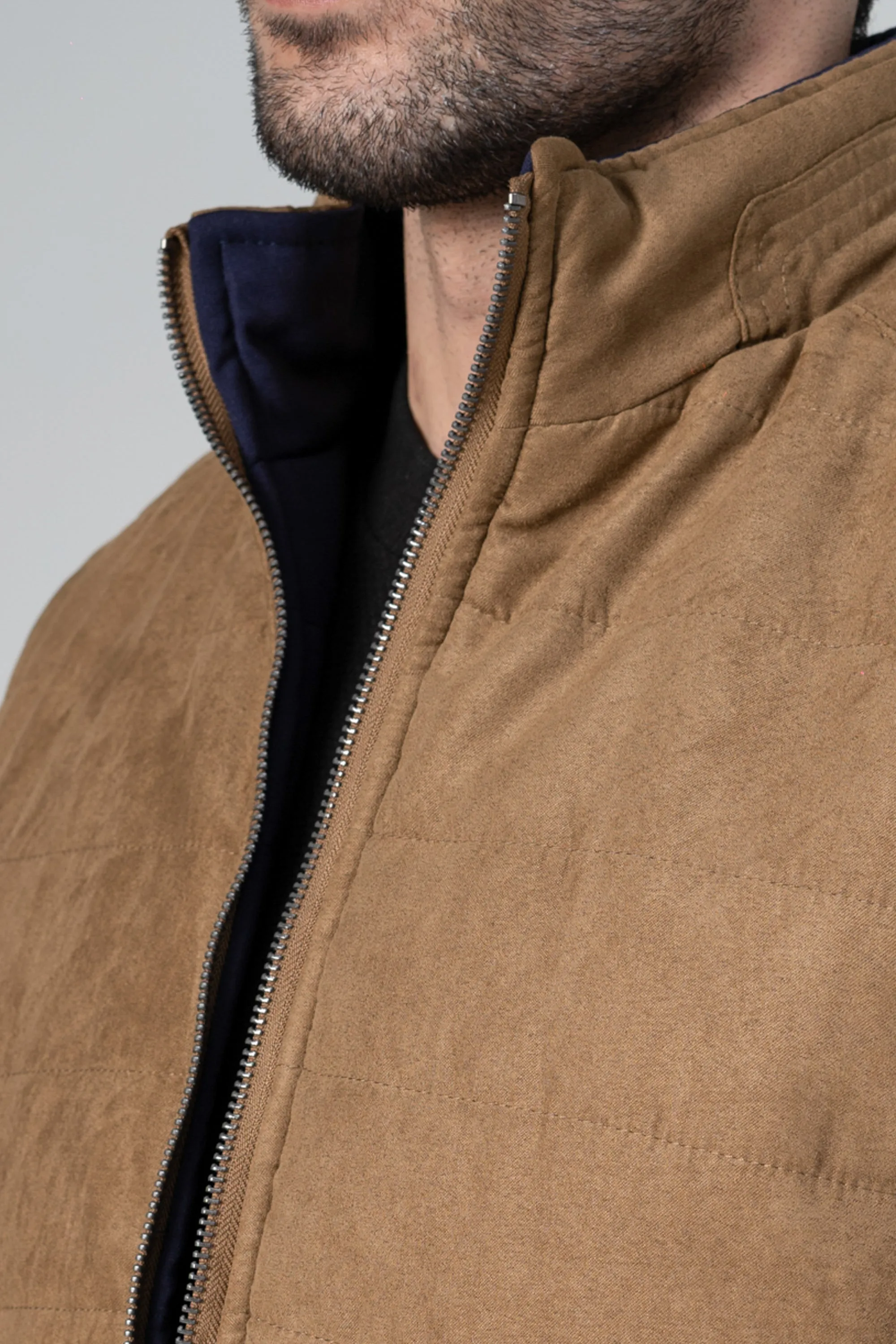 Reversible Suede Jacket KHAKI NAVY