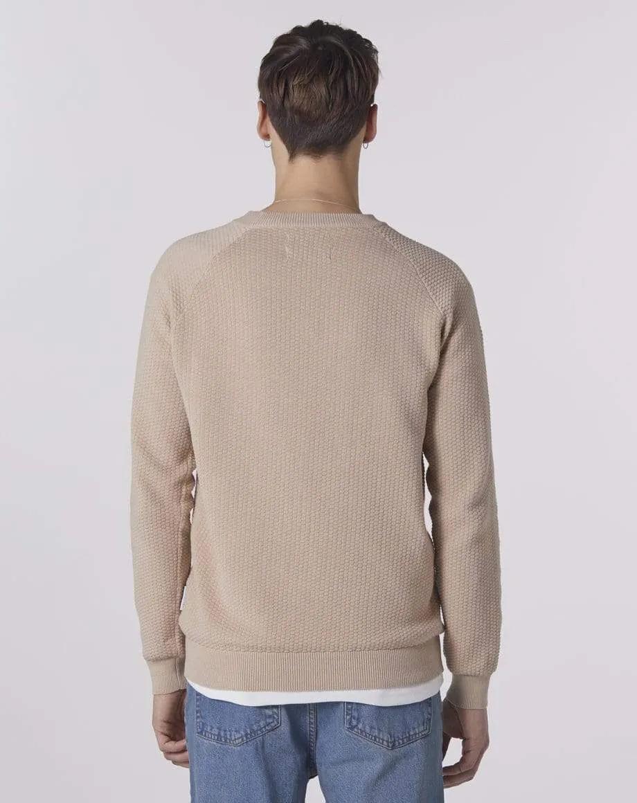 Sagar Waffle Textured Knit Men's Jumper | Mushroom