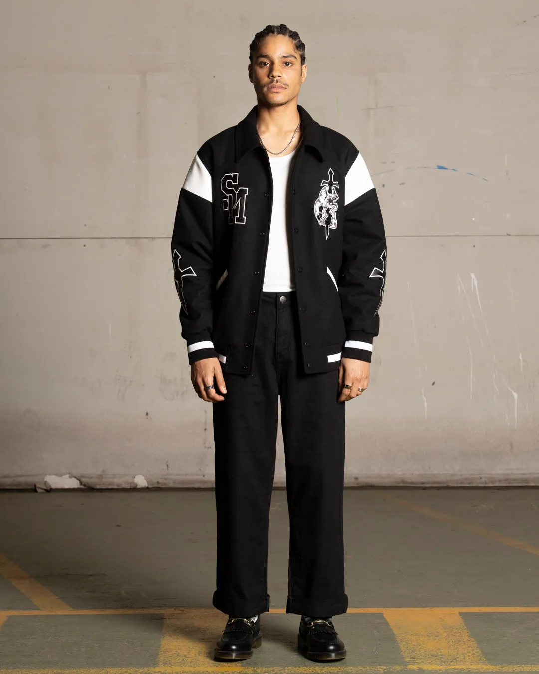 Saint Morta La Rambla Varsity Jacket Black/White