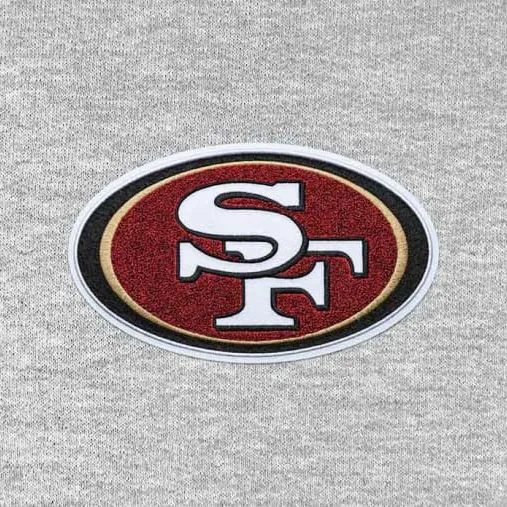 San Francisco 49ers Antigua Action Chenille Pullover Hoodie - Heathered White