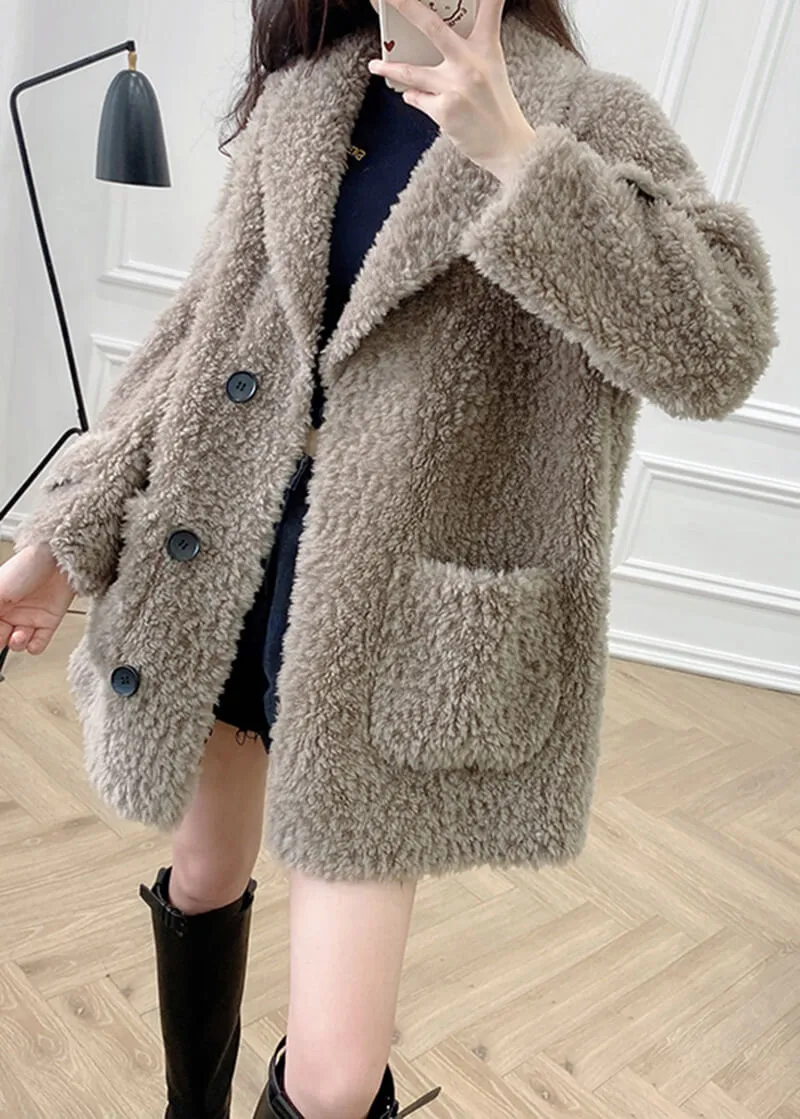 Single Breasted High Pile Fleece Lamb Wool Coat