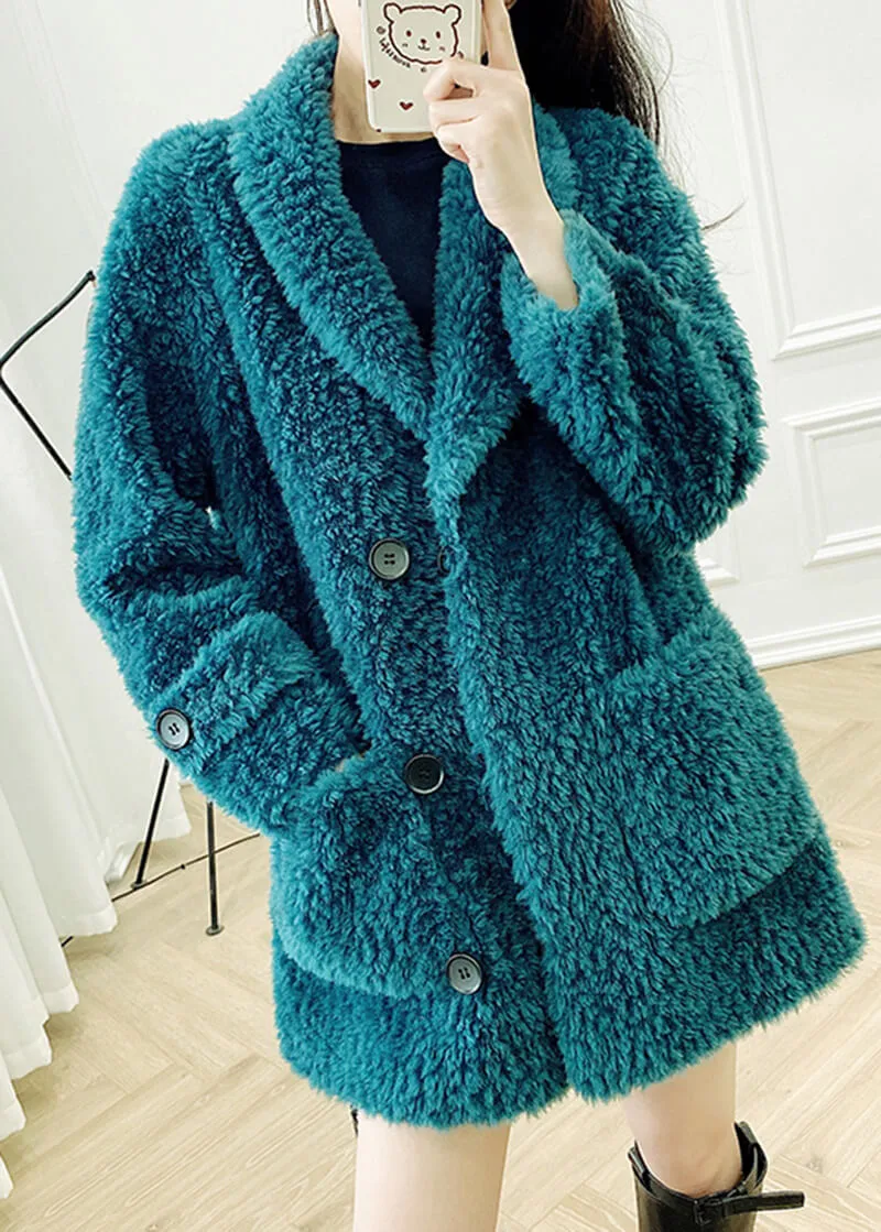 Single Breasted High Pile Fleece Lamb Wool Coat