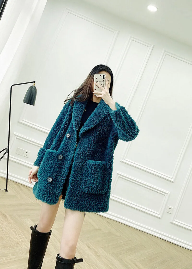 Single Breasted High Pile Fleece Lamb Wool Coat