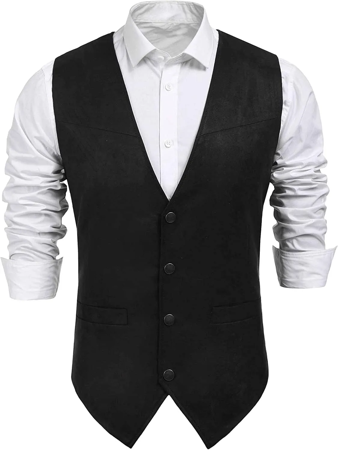 Solid Suede Leather Suit Vest (US Only)