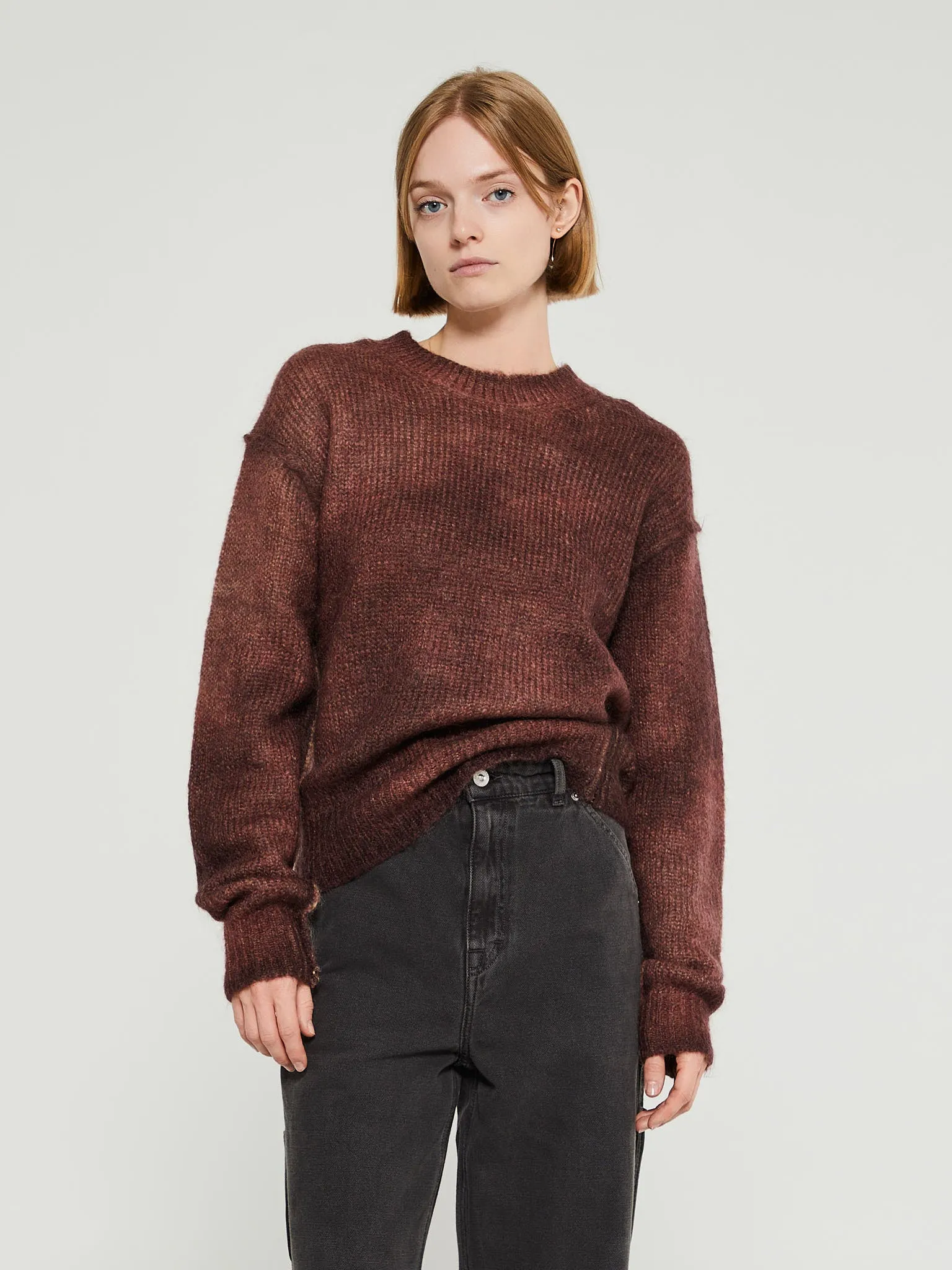 Sprayed Knit Jumper in Rust Red