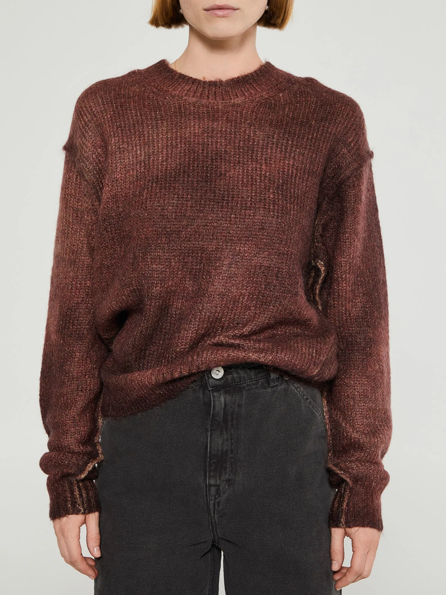 Sprayed Knit Jumper in Rust Red