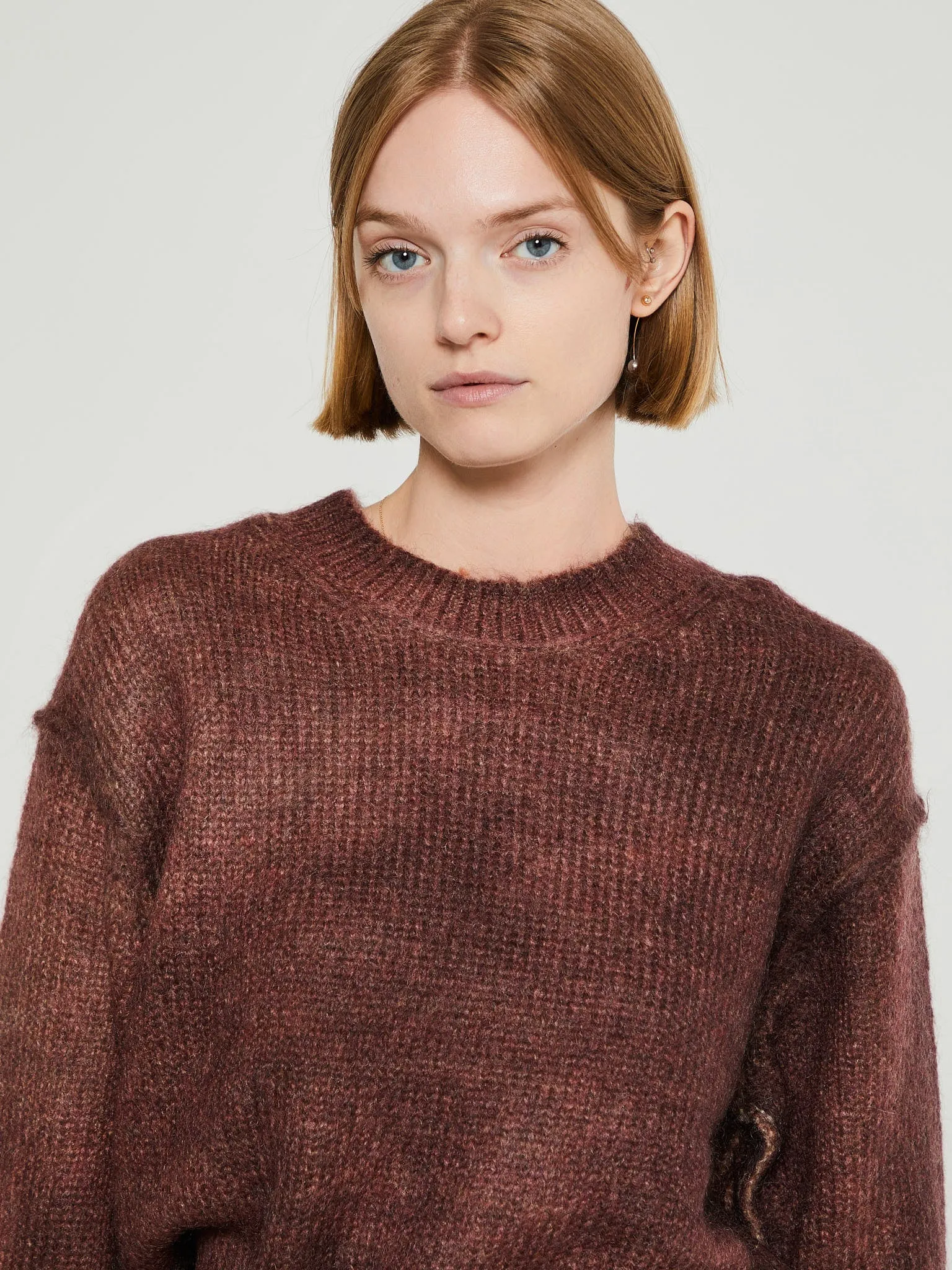 Sprayed Knit Jumper in Rust Red