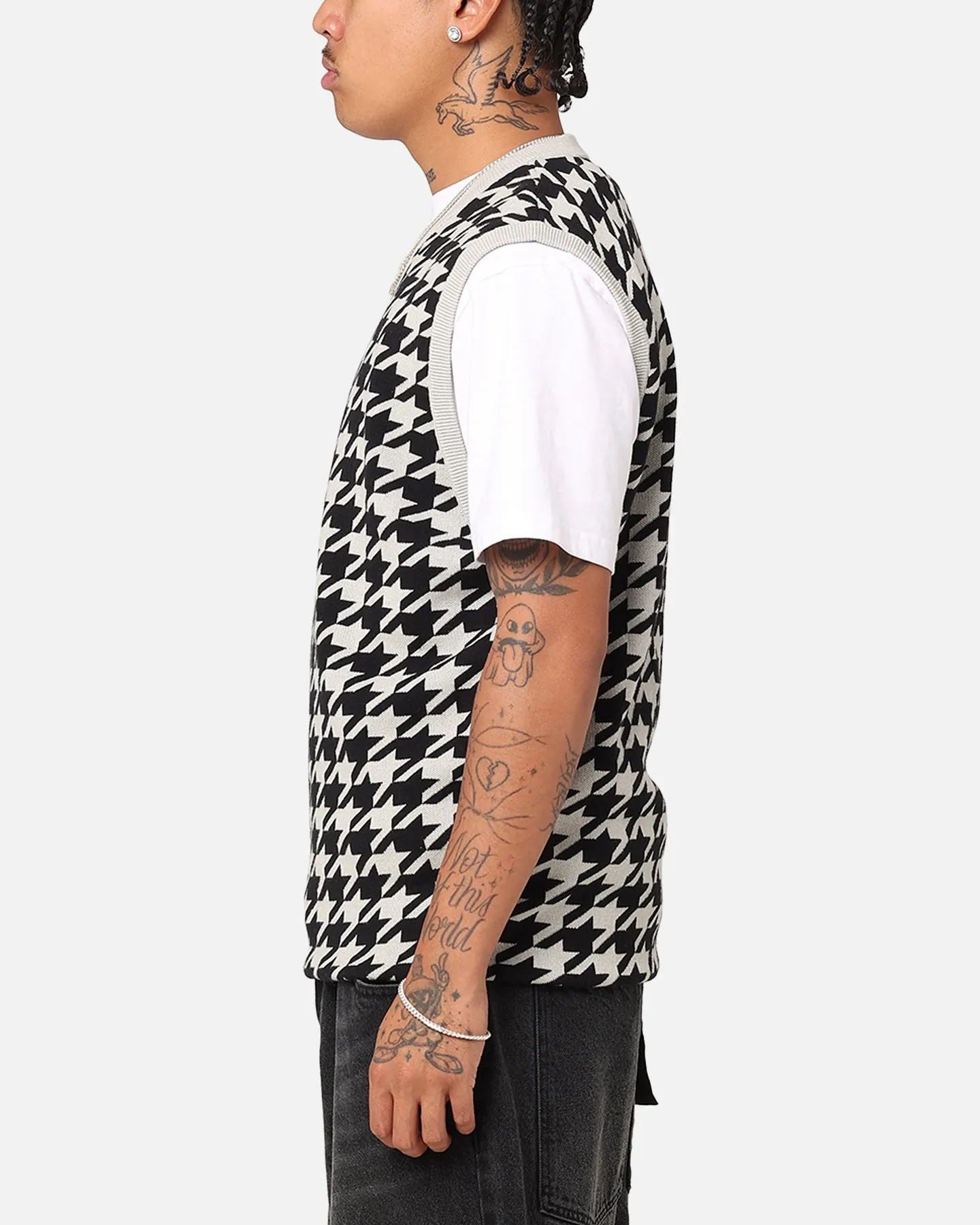 Students Golf Layne Houndstooth Sweater Vest Grey