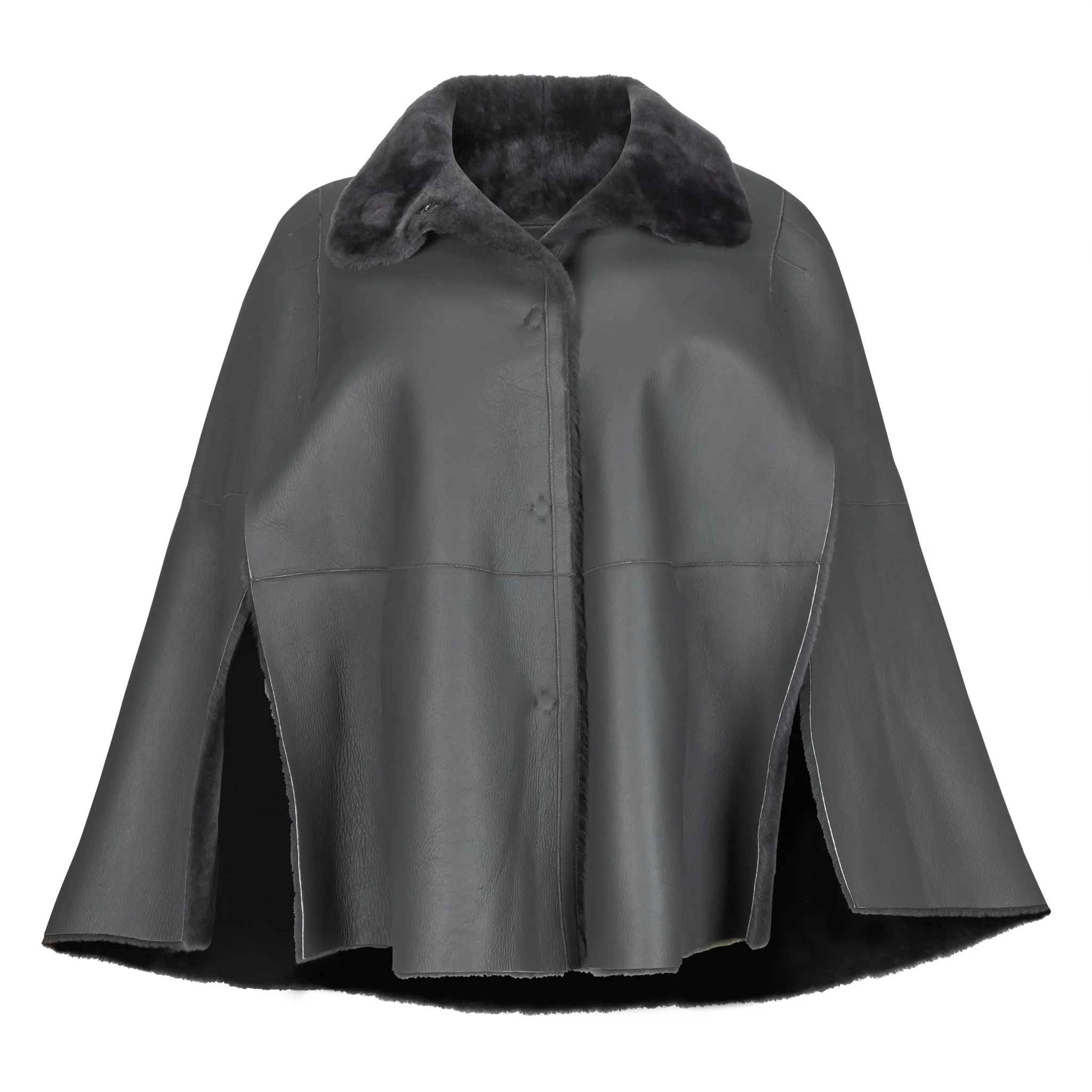 Suprema Reversible Shearling Cape - Fango