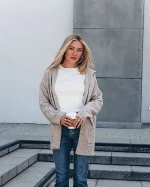 Taupe Hooded Sweater Cardigan