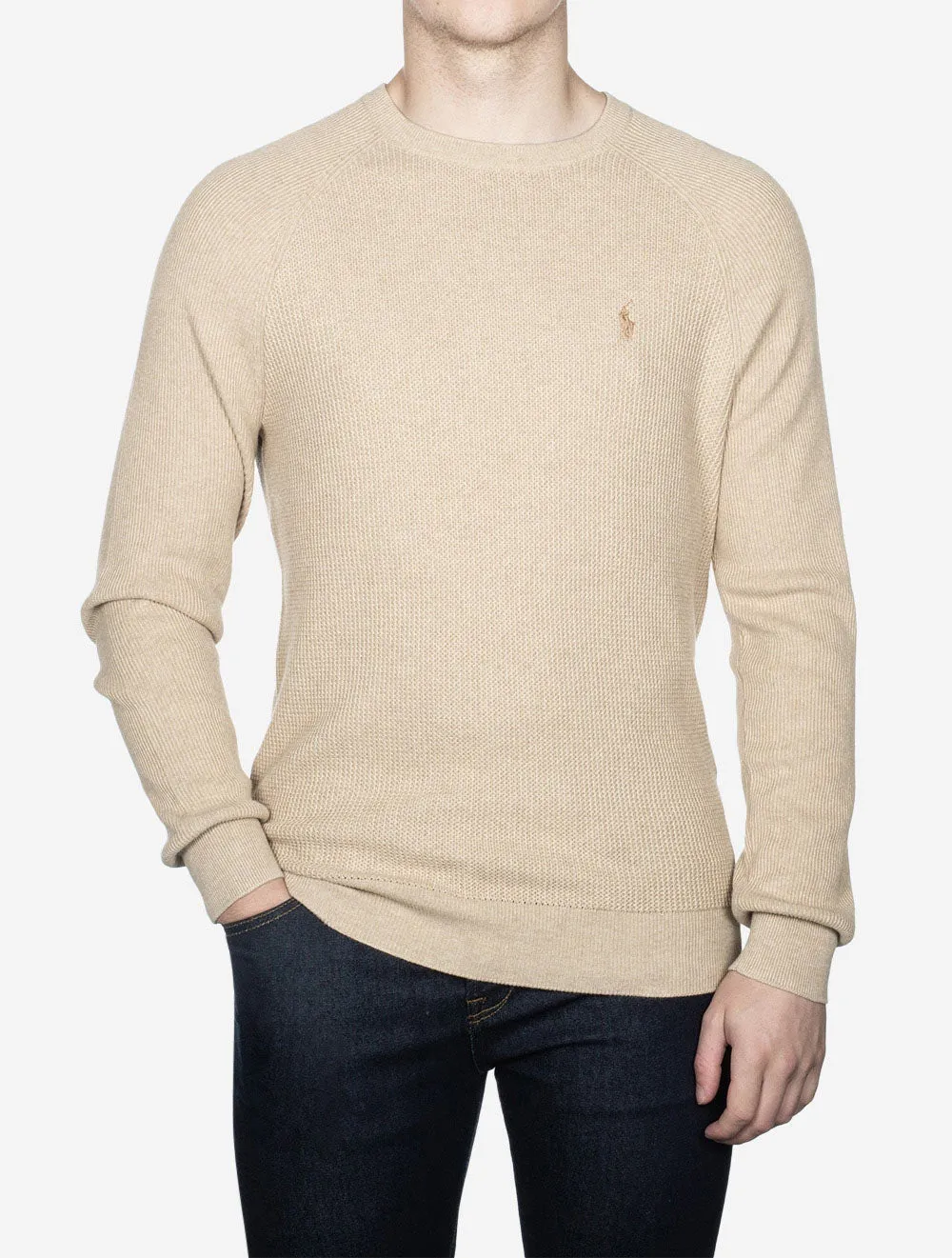 Textured Crewneck Jumper Khaki Tan