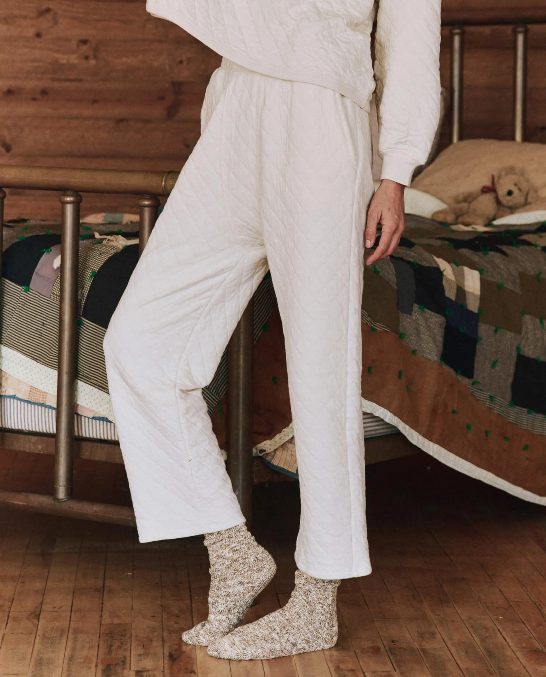 The Quilted Pajama Pant. -- Washed White